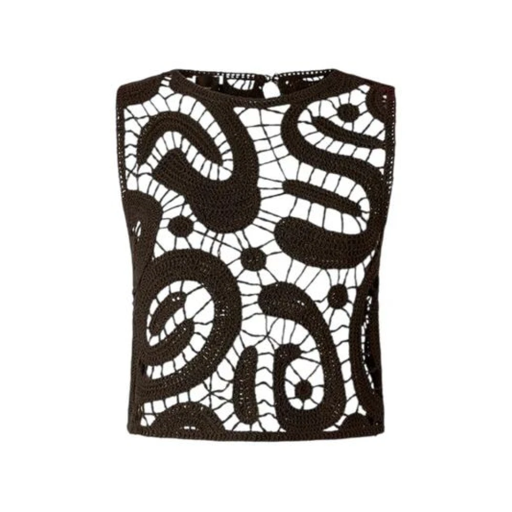 Pinko Women's Brown Sleeveless Tops, M, Eruzione Top