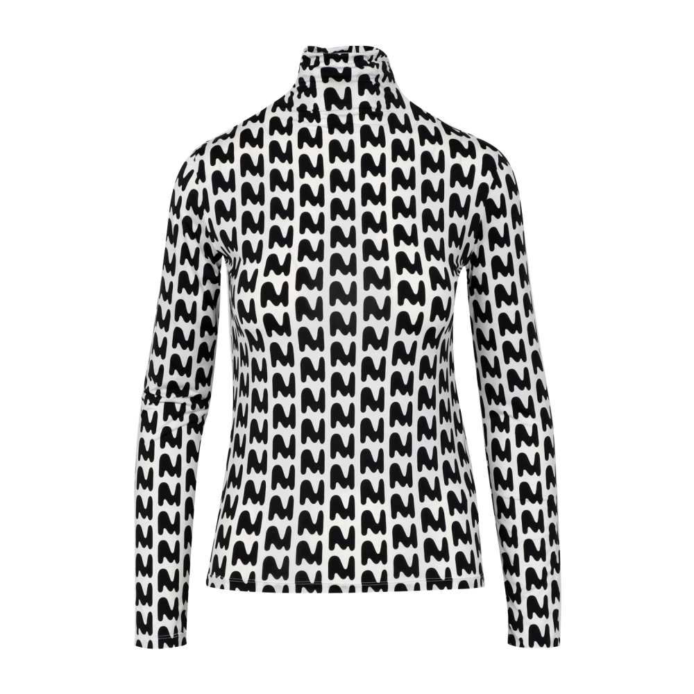 Msgm Witte Stretch Stof Blouse met M Patroon White Dames