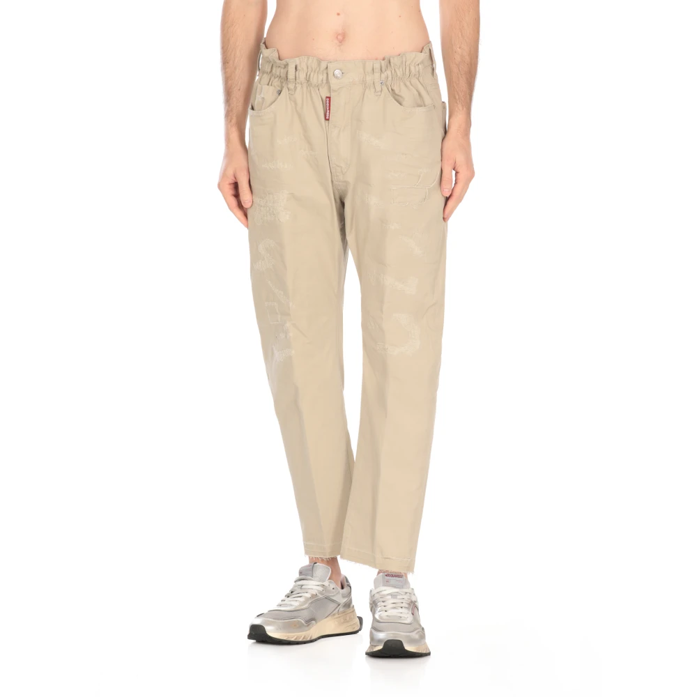 Dsquared2 Beige Katoenen Jeans met Gescheurde Details Beige Heren