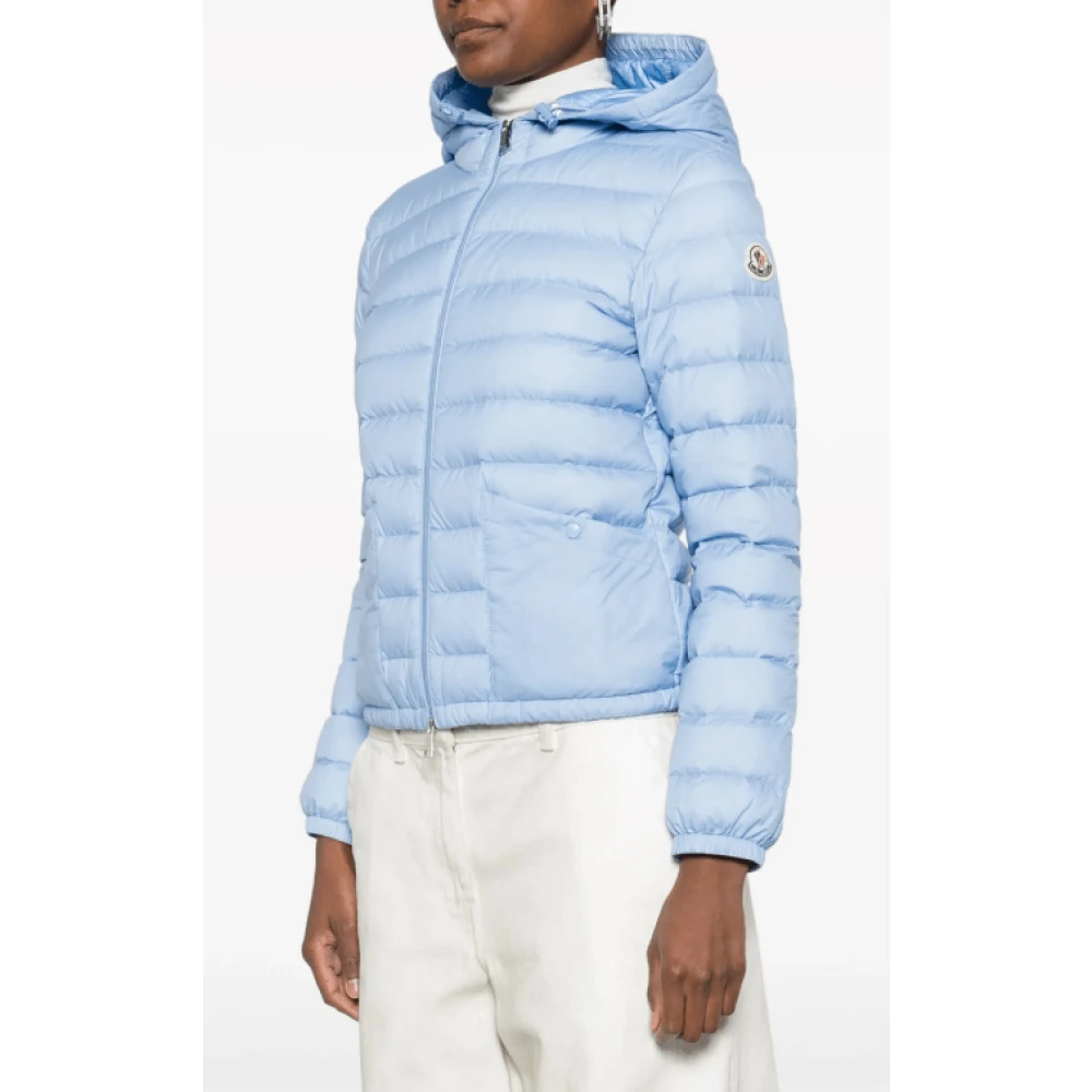 Moncler Gewatteerd Pastelblauw Jack met Rits Blue Dames