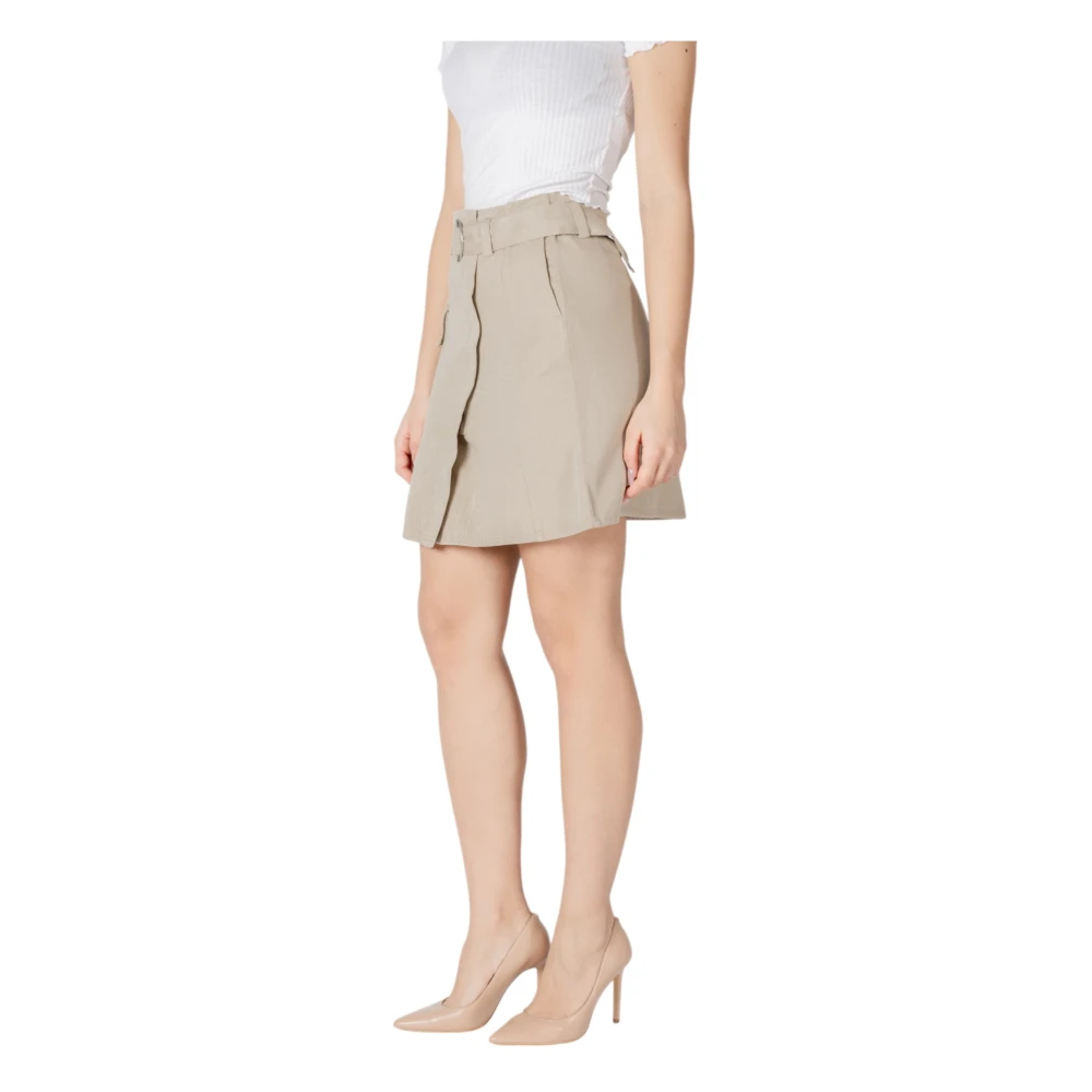 Vila Beige Katoenen Rok met Zakken Beige Dames