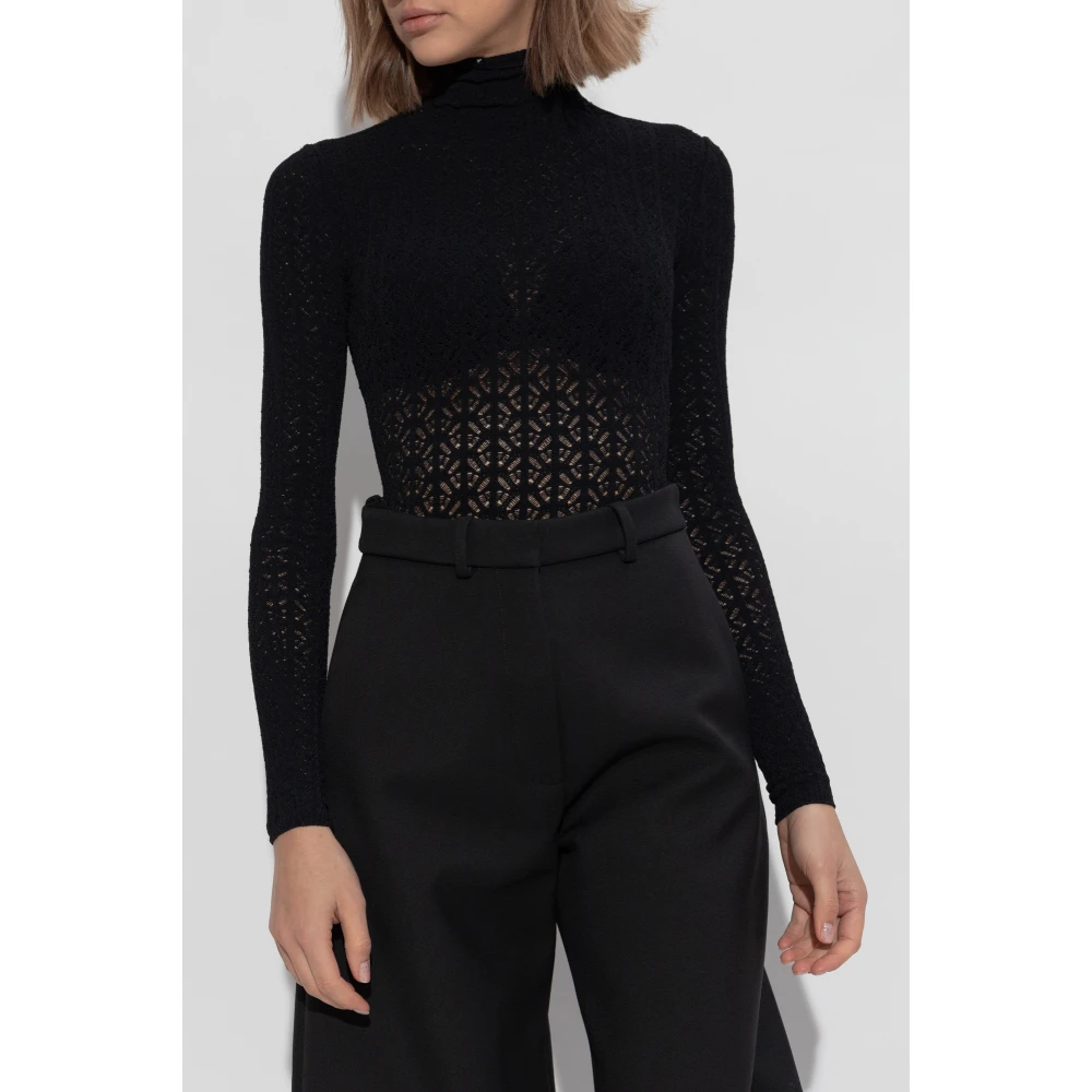 Alaïa Geribbelde bodysuit Black Dames