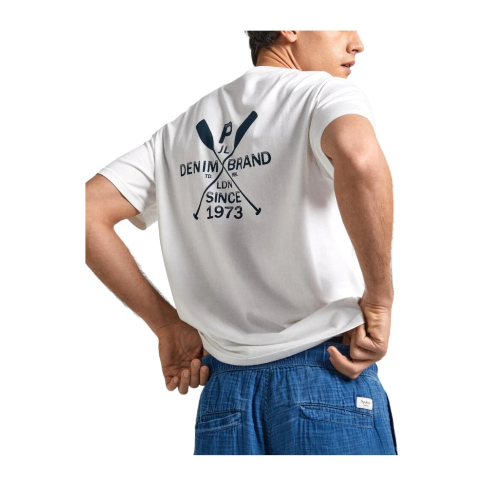 Pepe Jeans Minimalistisch Nautisch Design T-shirt White Heren