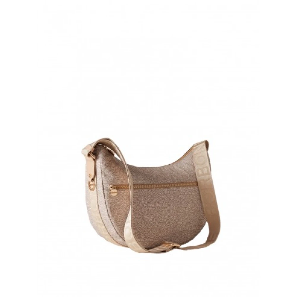 Borbonese Halve Maan Zand Hobo Tas Beige Dames