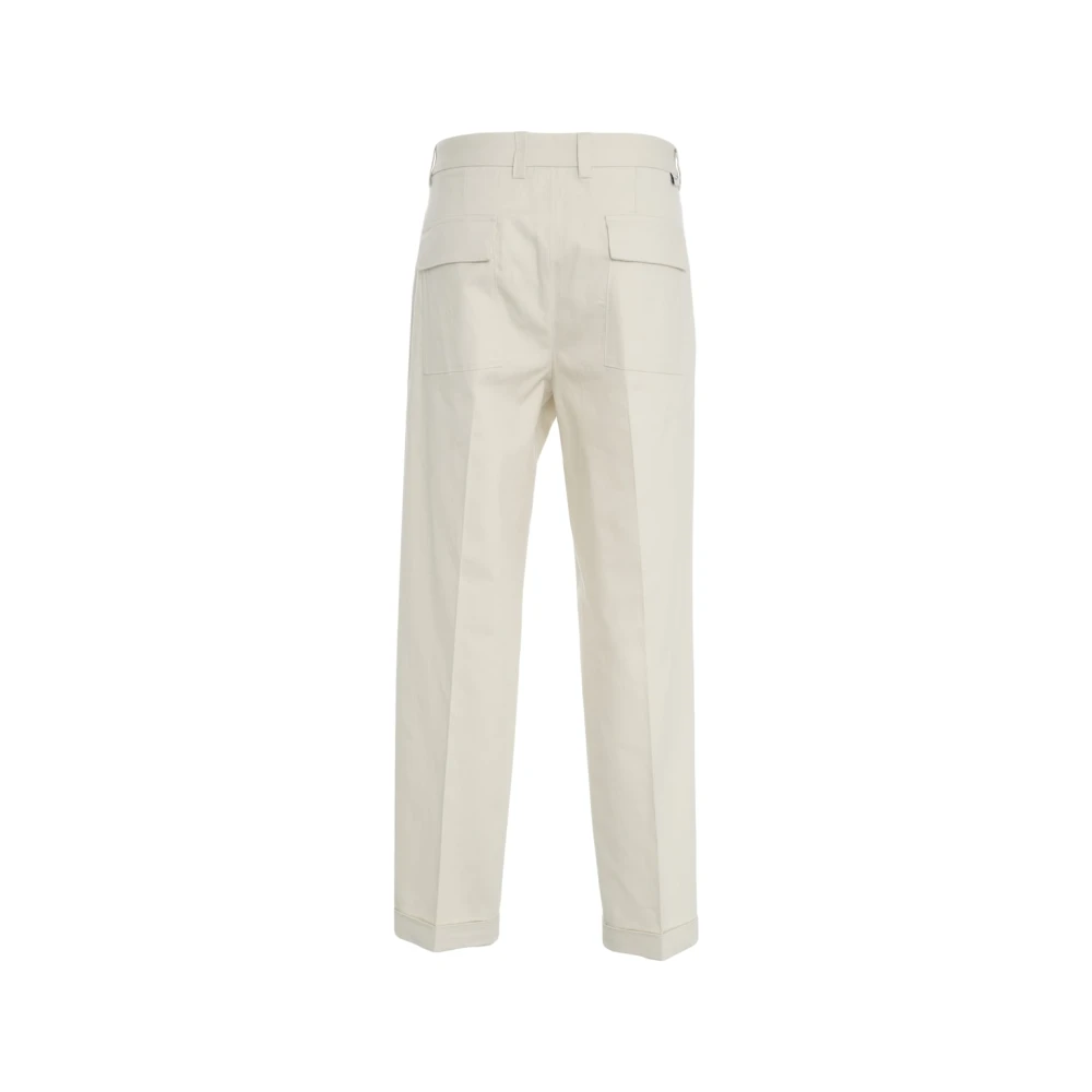 Paolo Pecora Witte Linnen Blend Chino Broek White Heren