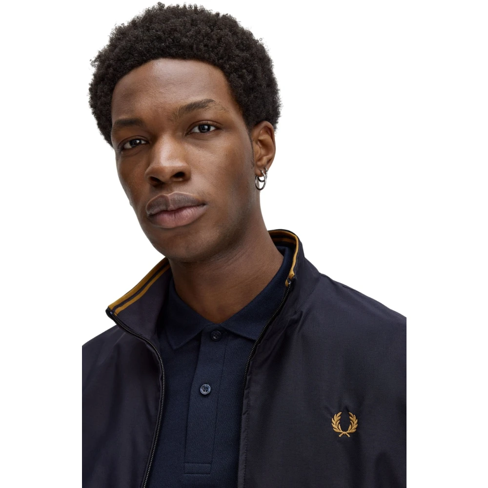 Fred Perry Blauwe Sportieve Nylon Jas Brentham Stijl Blue Heren