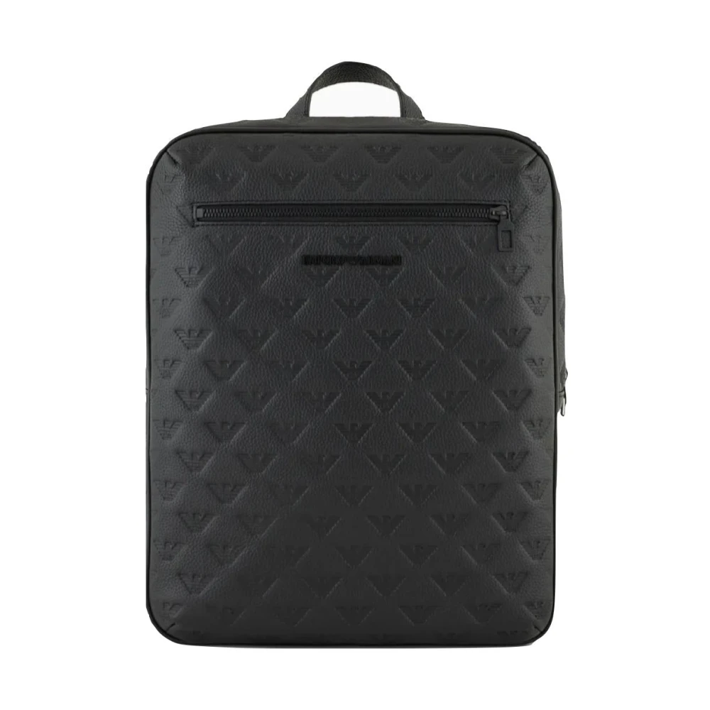 Ar i Slanke leren rugzak met adelaarsprint Black Unisex