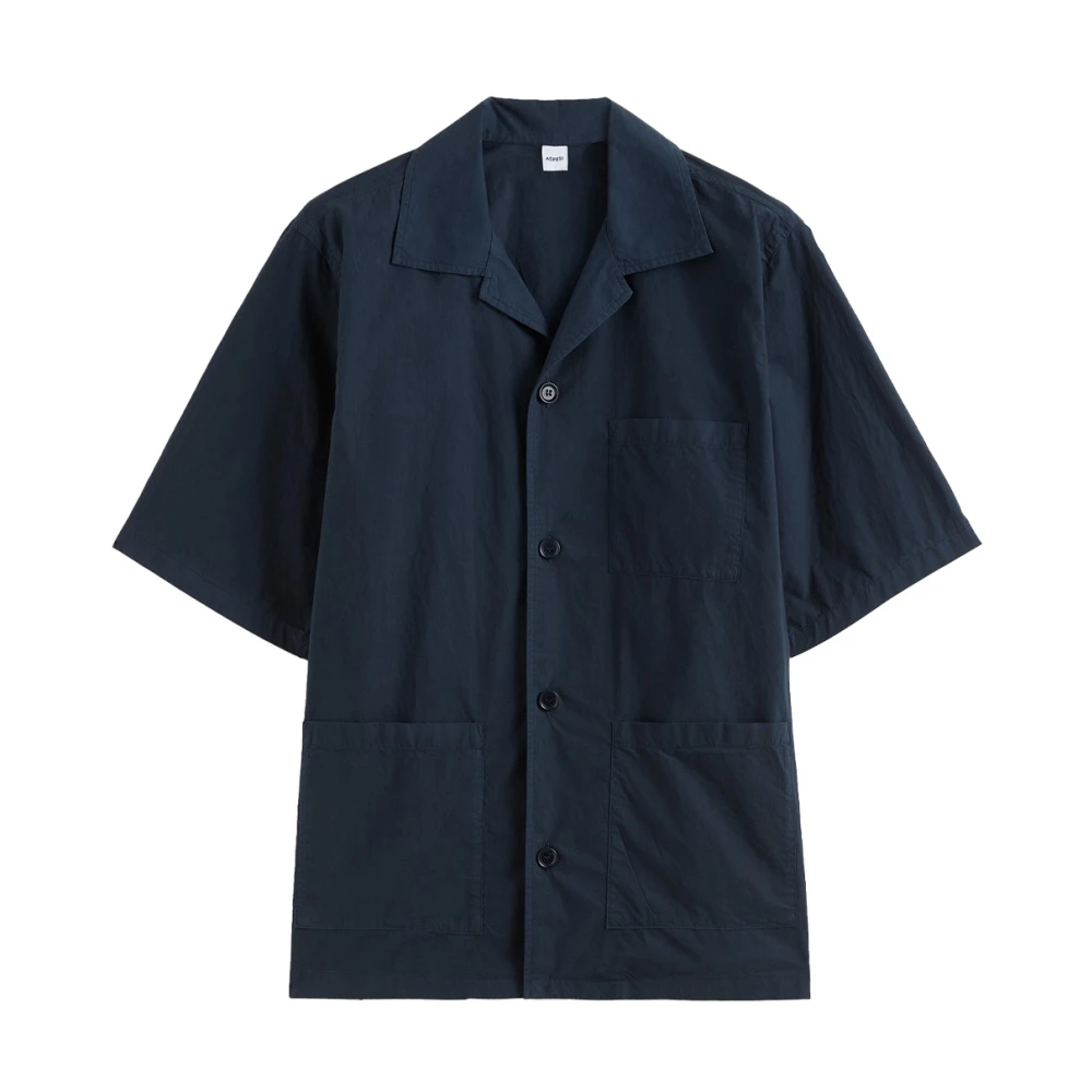 Aspesi Men's Blue Short Sleeve Shirts, L, Short-Sleeve Cotton Shirt