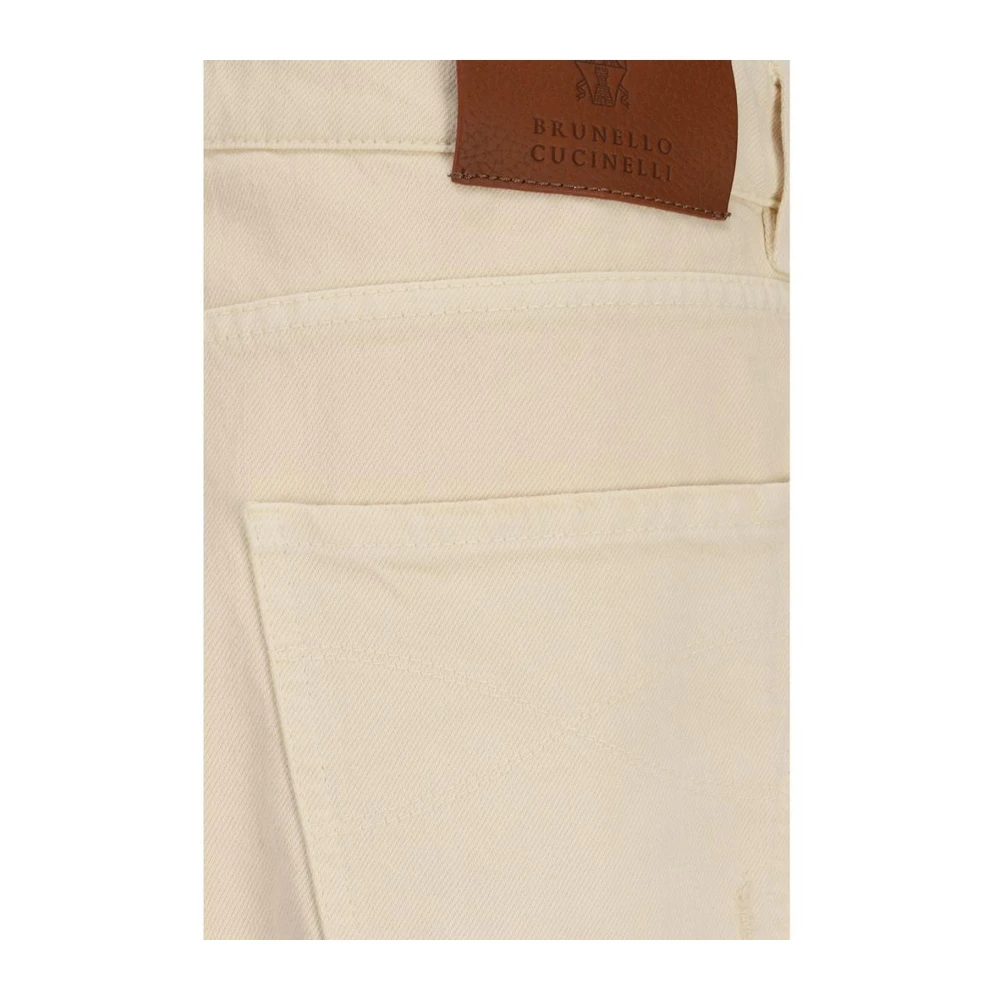 BRUNELLO CUCINELLI Denim Straight-Leg Broek met Versleten Effecten White Heren