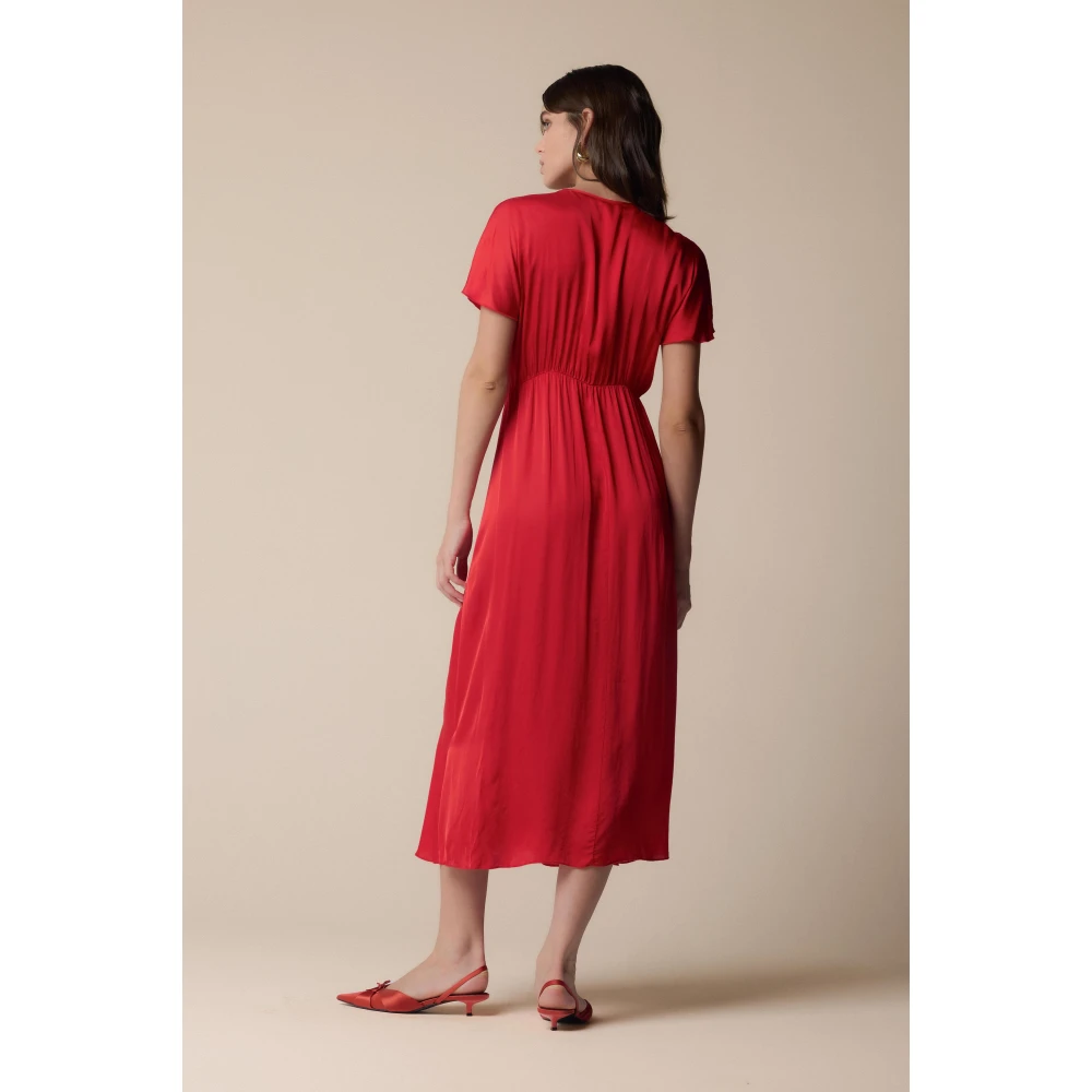 Kocca Stijlvolle Lange Jurk Minimalistische Stijl Red Dames