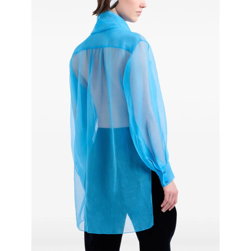 Giorgio Armani Elegante Overhemden Collectie Blue Dames
