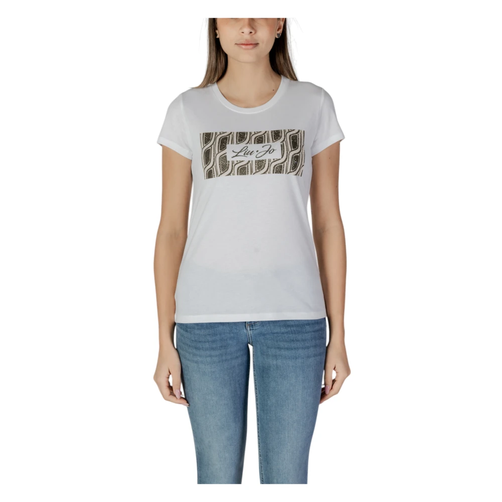 Liu Jo Korte mouw katoenen T-shirt collectie White Dames