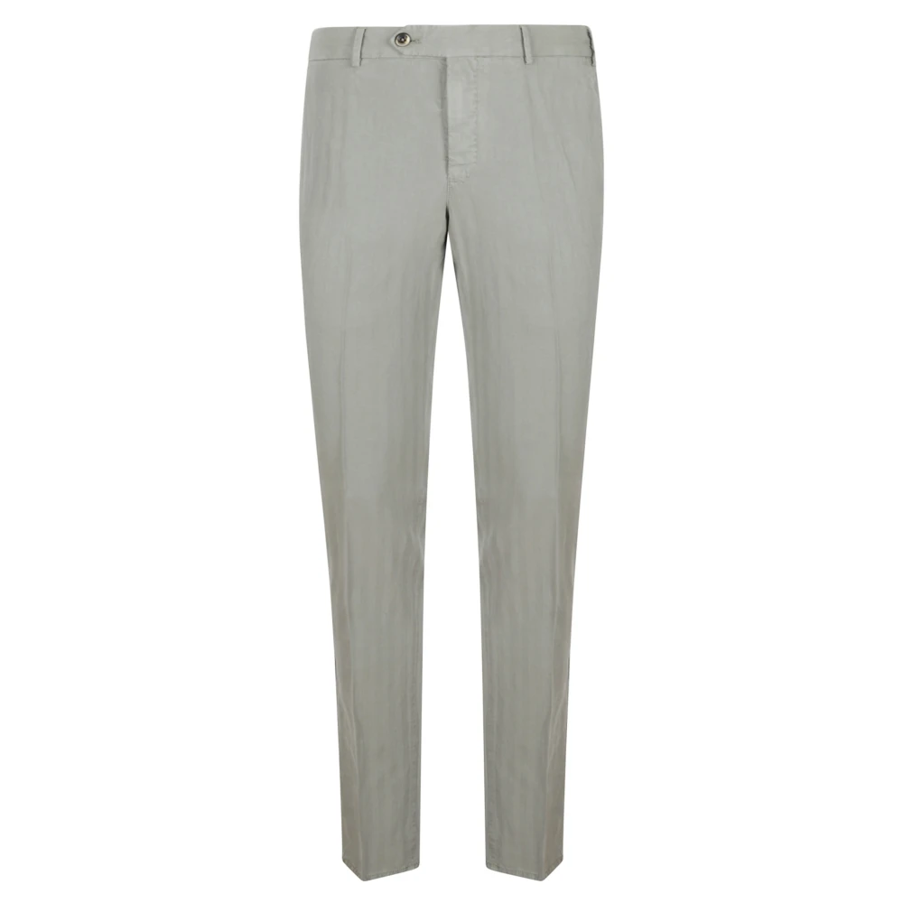 Pt Torino Men's Green Suit Trousers, 3XL, Slim Trousers In Cotton And Linen