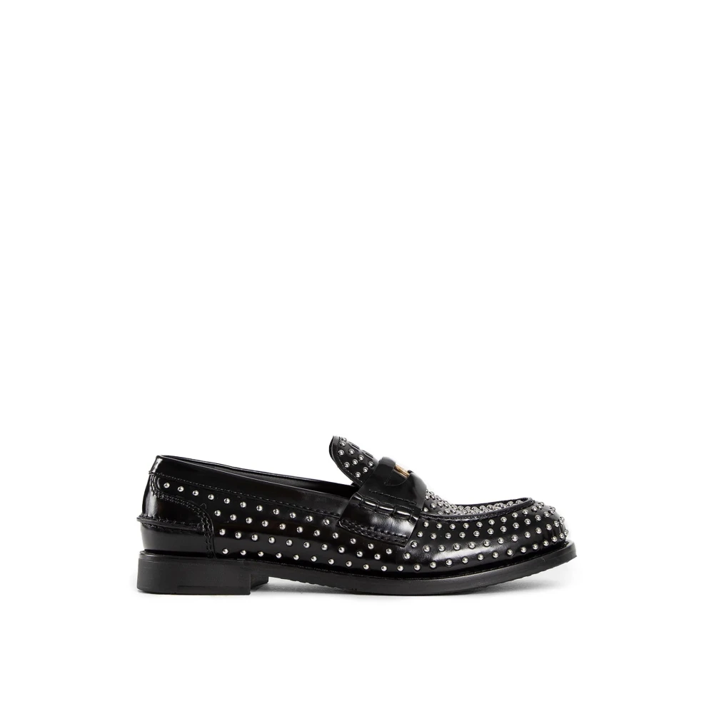 Miu Miu Women's Black Studded Loafers