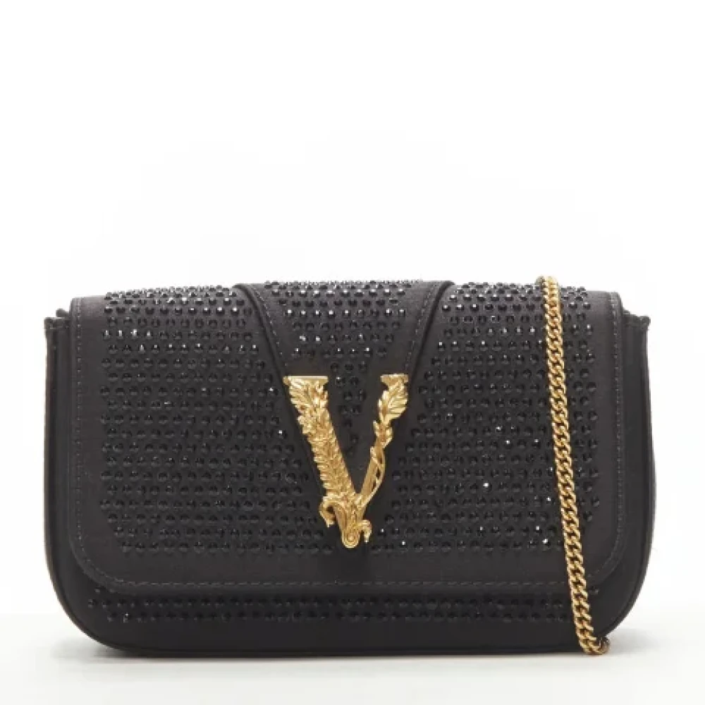 Versace Pre-owned Satin shoulder-bags Black Dames