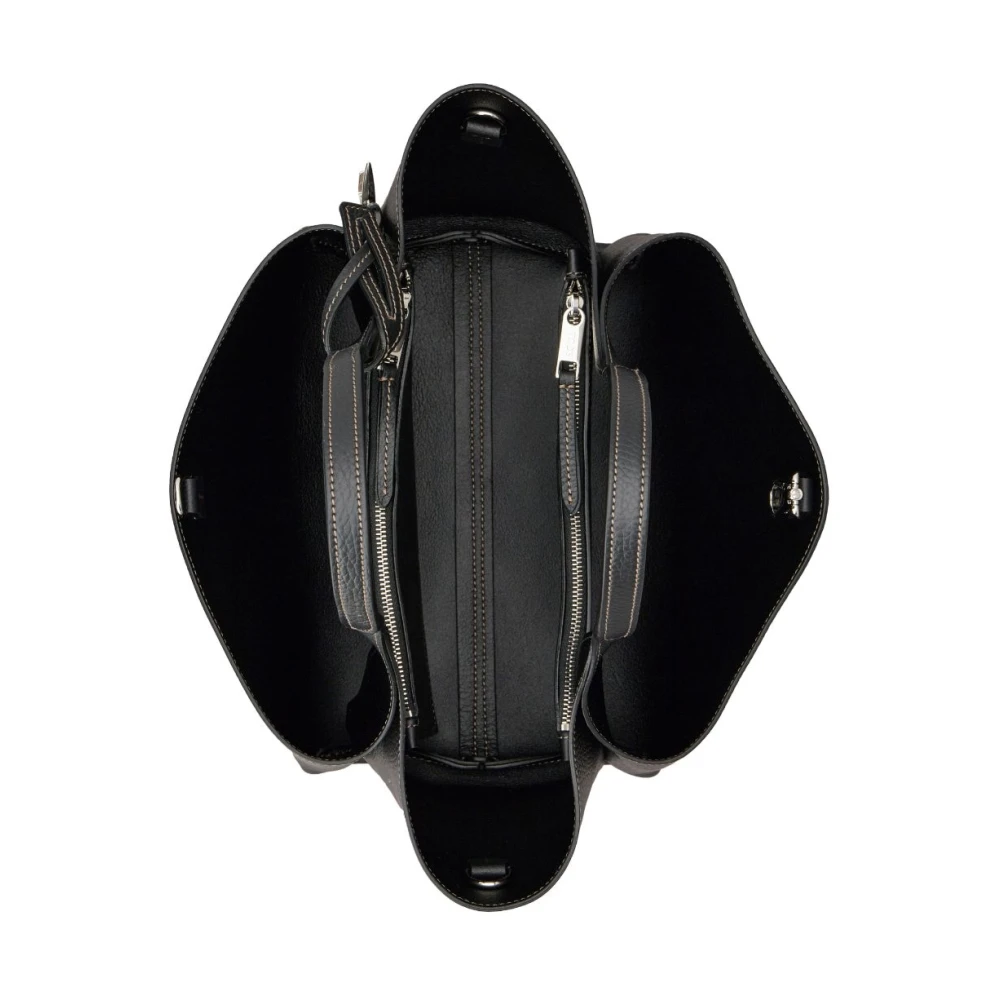 TOD'S Zwarte Leren Handtas met Logohanger Black Dames