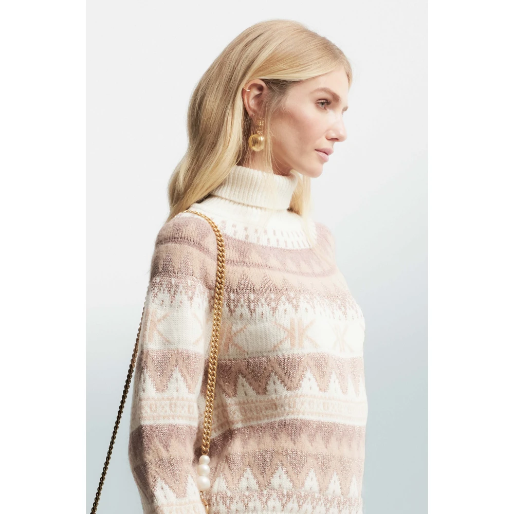 Kocca Gebreide Polo Hals Trui met Patroon Multicolor Dames