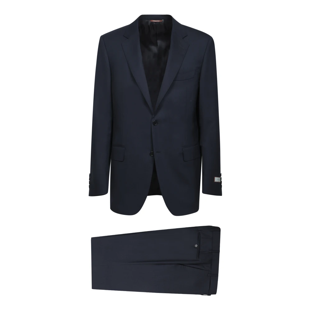 Canali Blauw Wollen Pak Jas Broek Blue Heren