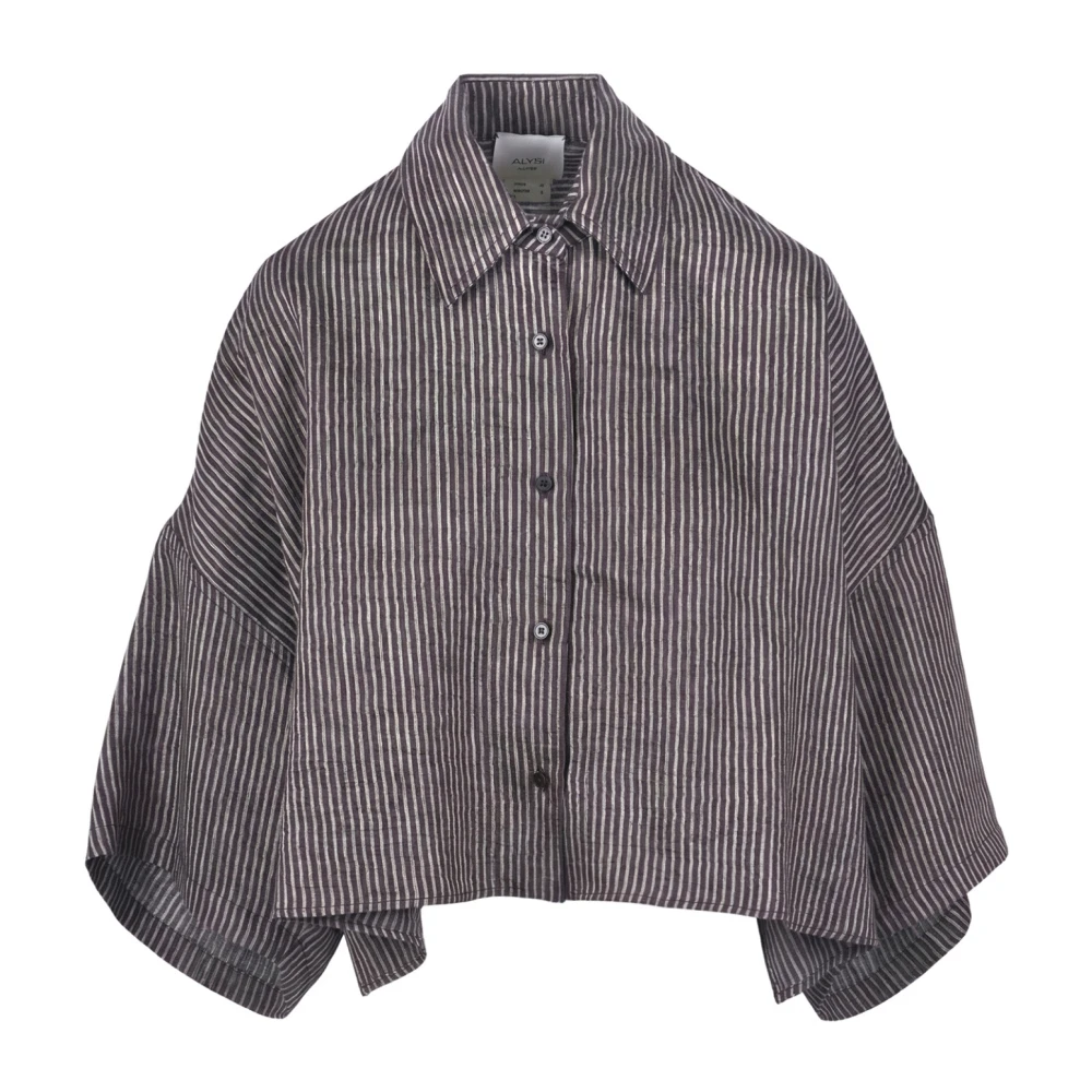 Alysi Women's Multicolor Shirts, M, Cropped Striped Shirt