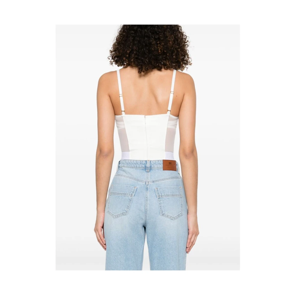 Elisabetta Franchi Witte Bodysuit met Verstelbare Bandjes White Dames