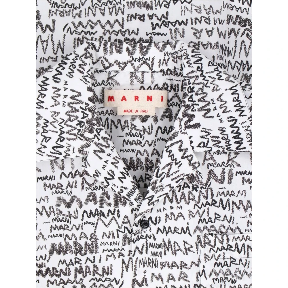 Marni Witte Camp Kraag Shirt White Heren