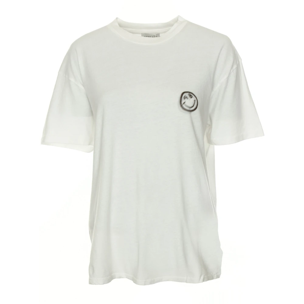 Anine Bing Smiley Tee Trip White Heren