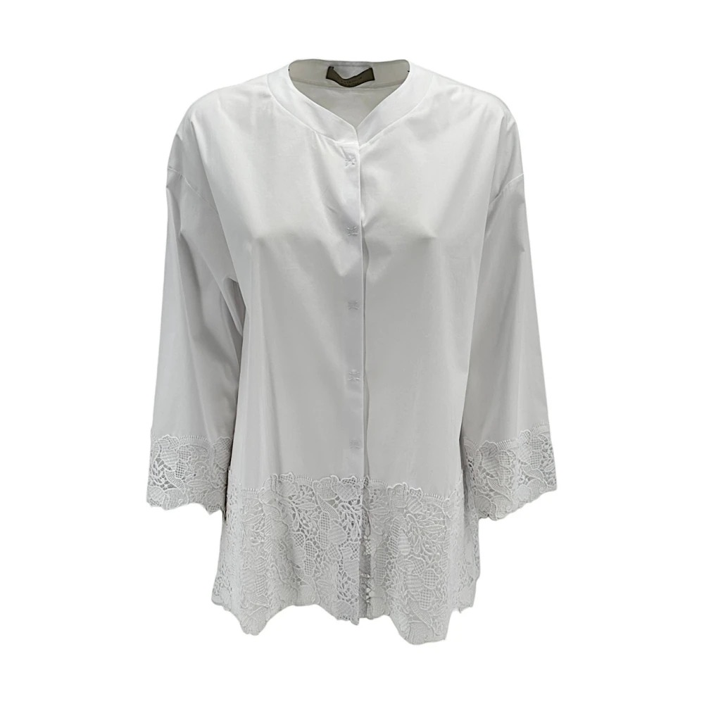 D.Exterior Witte Kant Koreaanse Stijl Overhemd White Dames