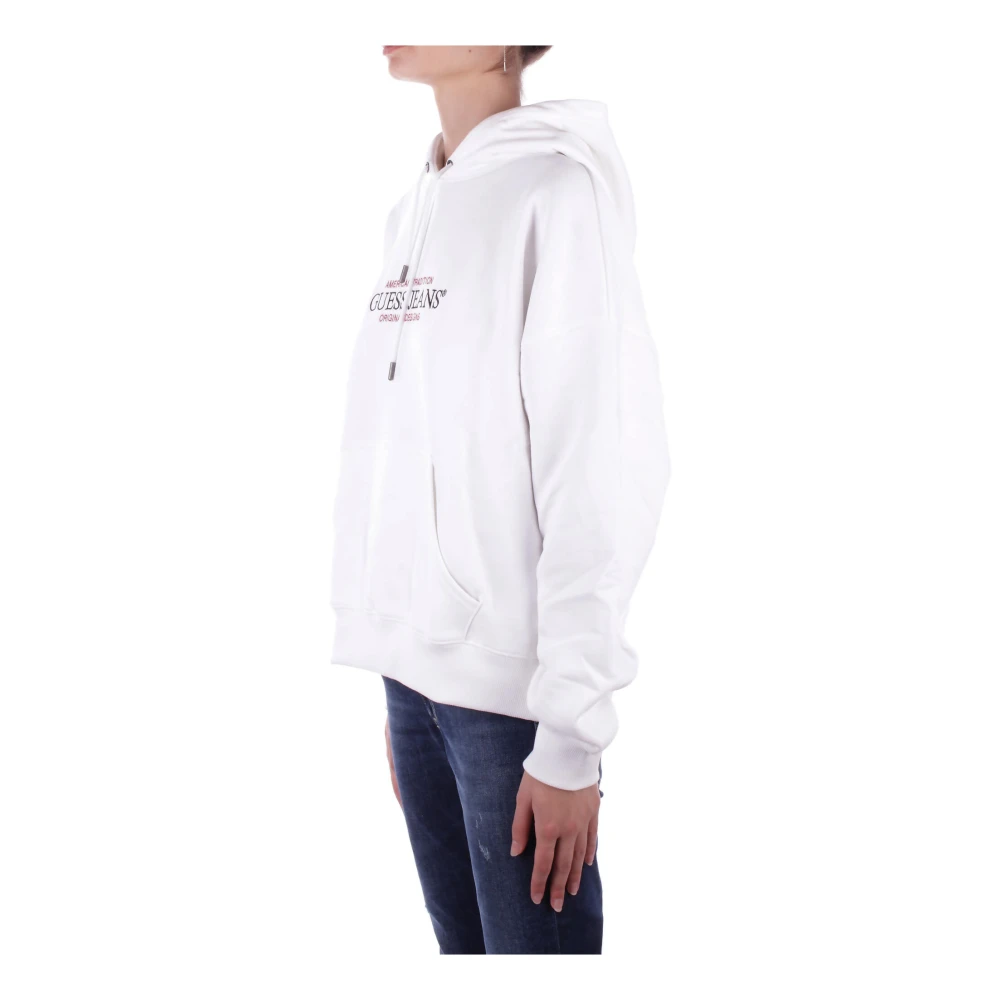 Guess Witte Hoodie met Logo Zak White Dames