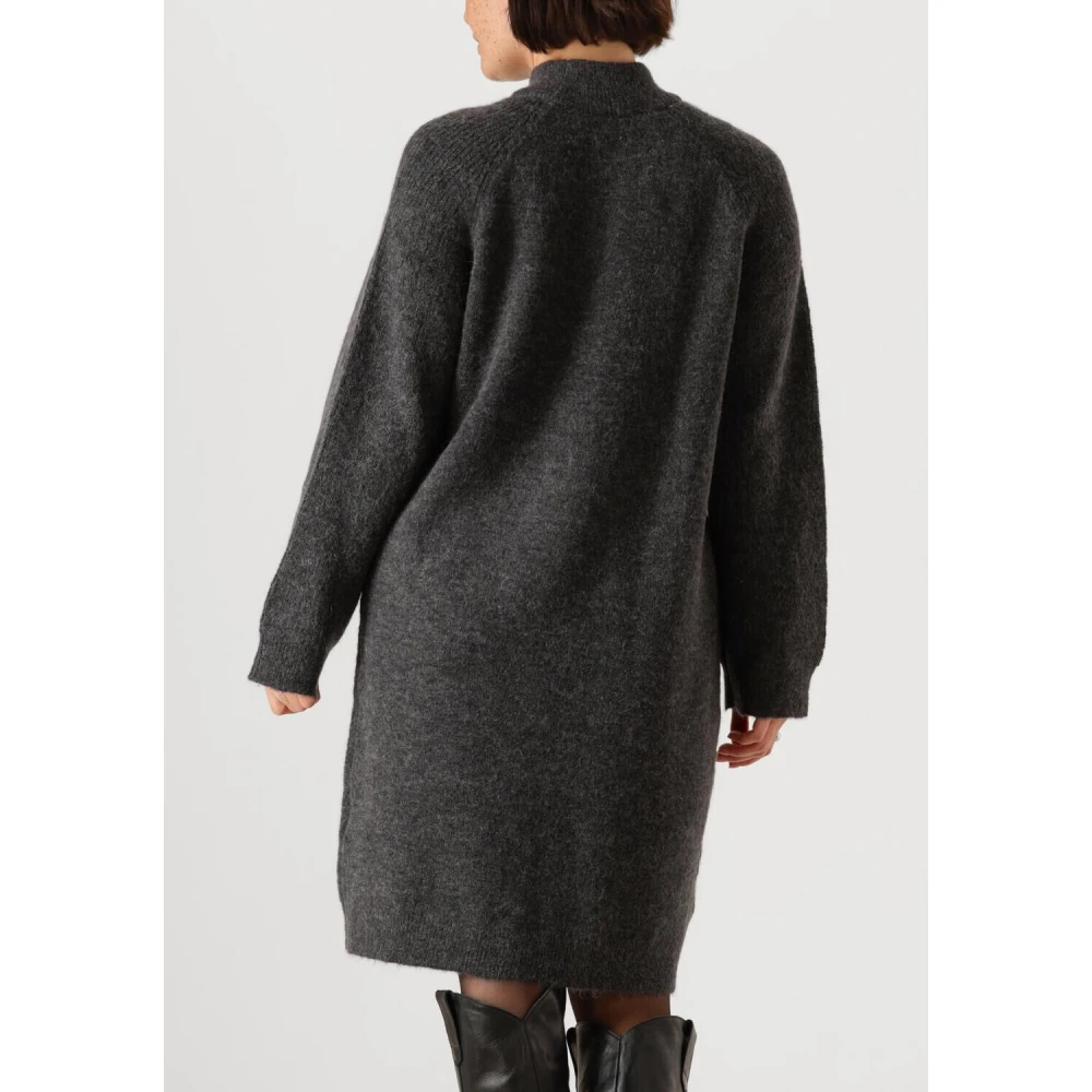 Selected Femme Beige High Neck Gebreide Jurk Black Dames
