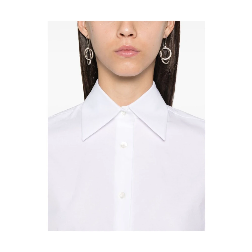 Mazzarelli Witte Katoenen Knopen Hemd White Dames