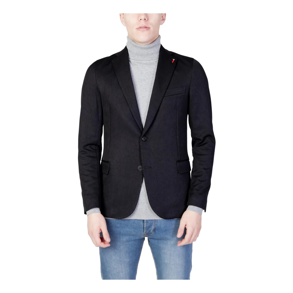 Mulish Zwarte Buttoned Lapel Collar Blazer Black Heren