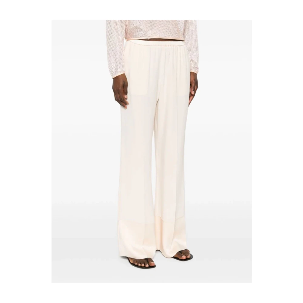 Forte Flared Satijnen Broek Ivory Beige Dames