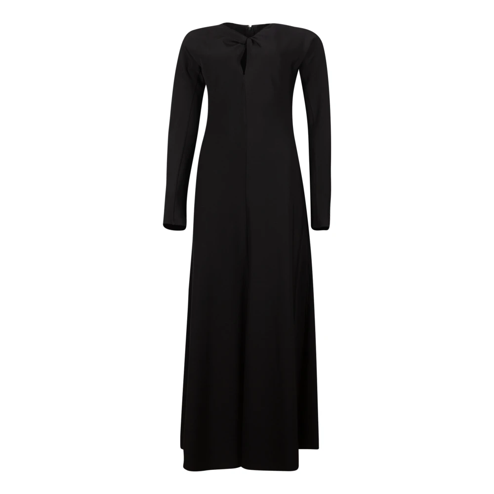Forte Zwarte Jurk met Lange Mouwen en Vlechtdetail Black Dames