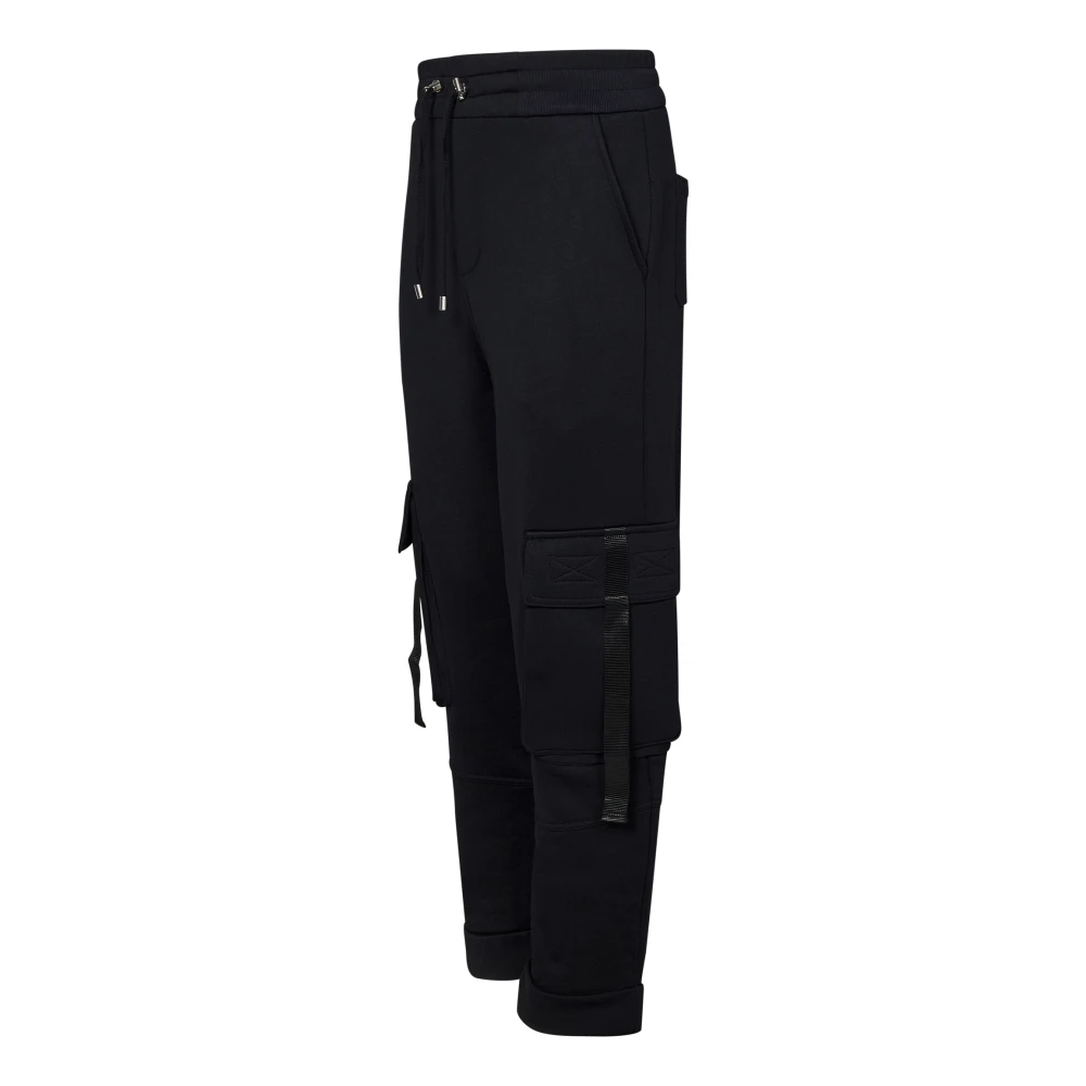Balmain Zwarte Cargo Broek met Trekkoord Taille Black Heren