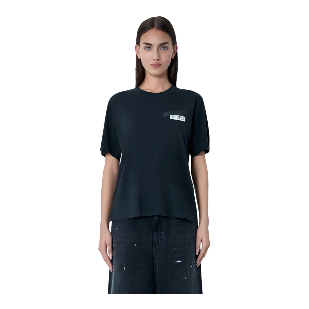 Mm6 Maison Margiela Women's Black Logo Motif T-Shirt