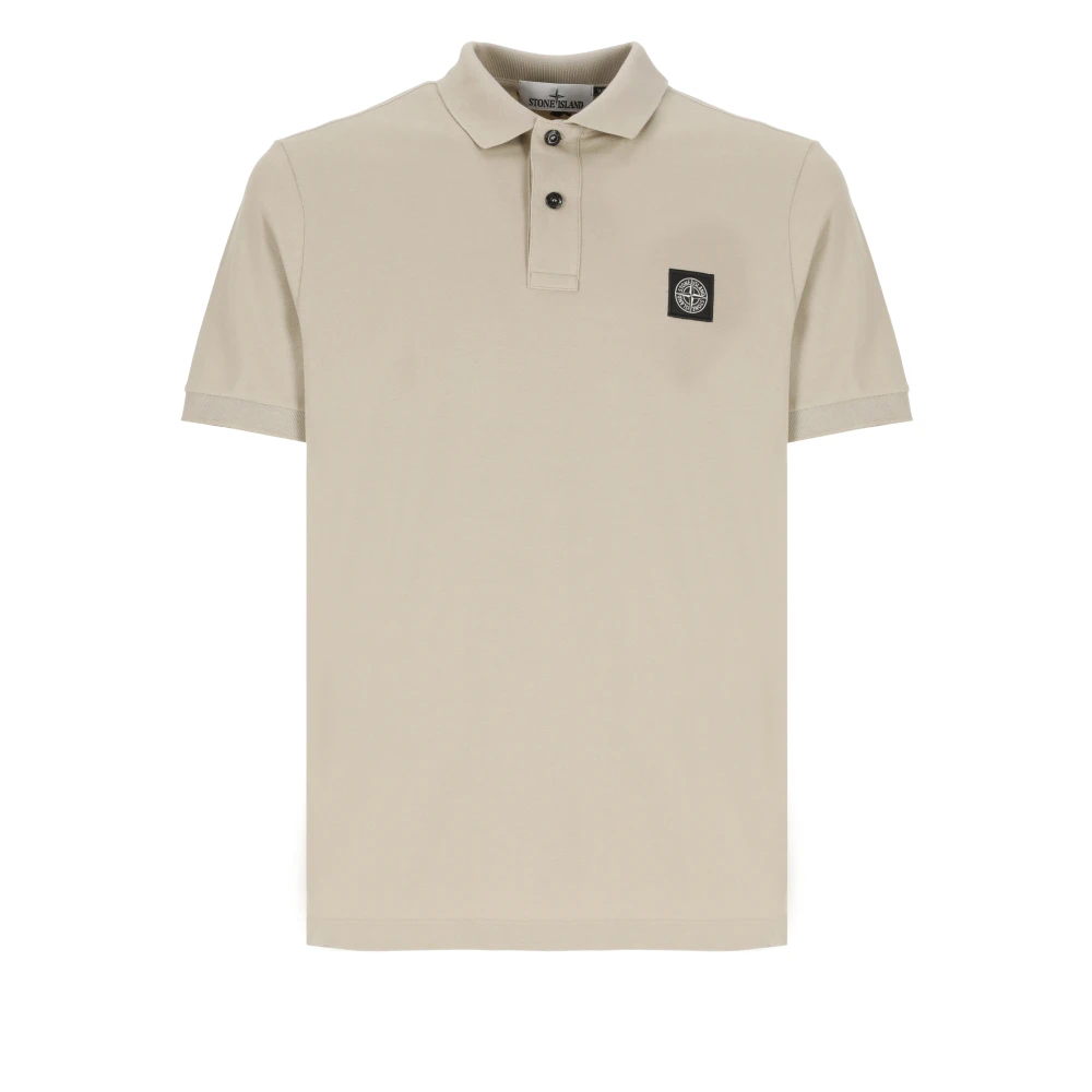 Stone Island Beige Polo Shirt met Logo Patch Beige Heren