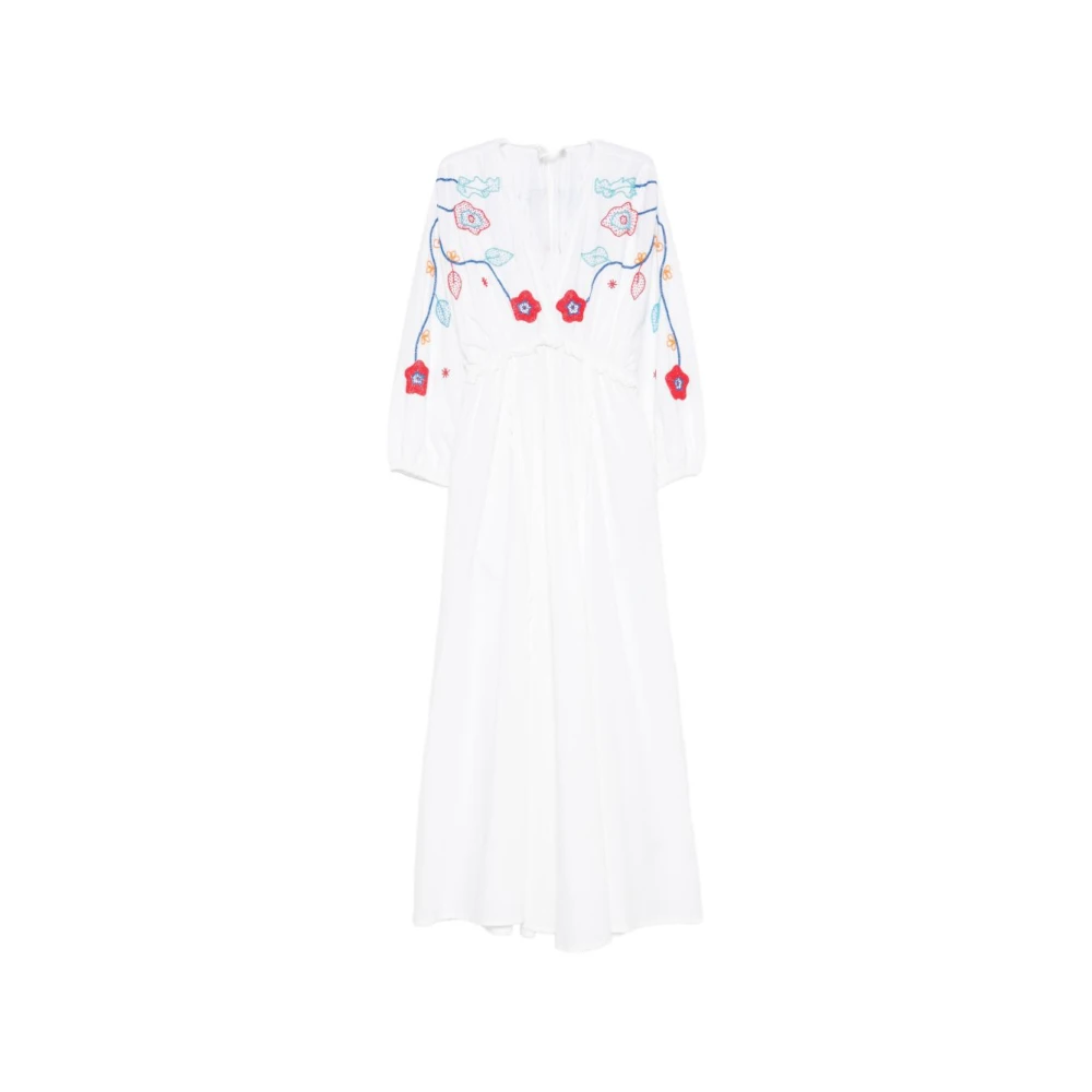 Forte Forte Donna Bianco - Abito Maxi Ricamato Con Scollo A V - Dresses - L