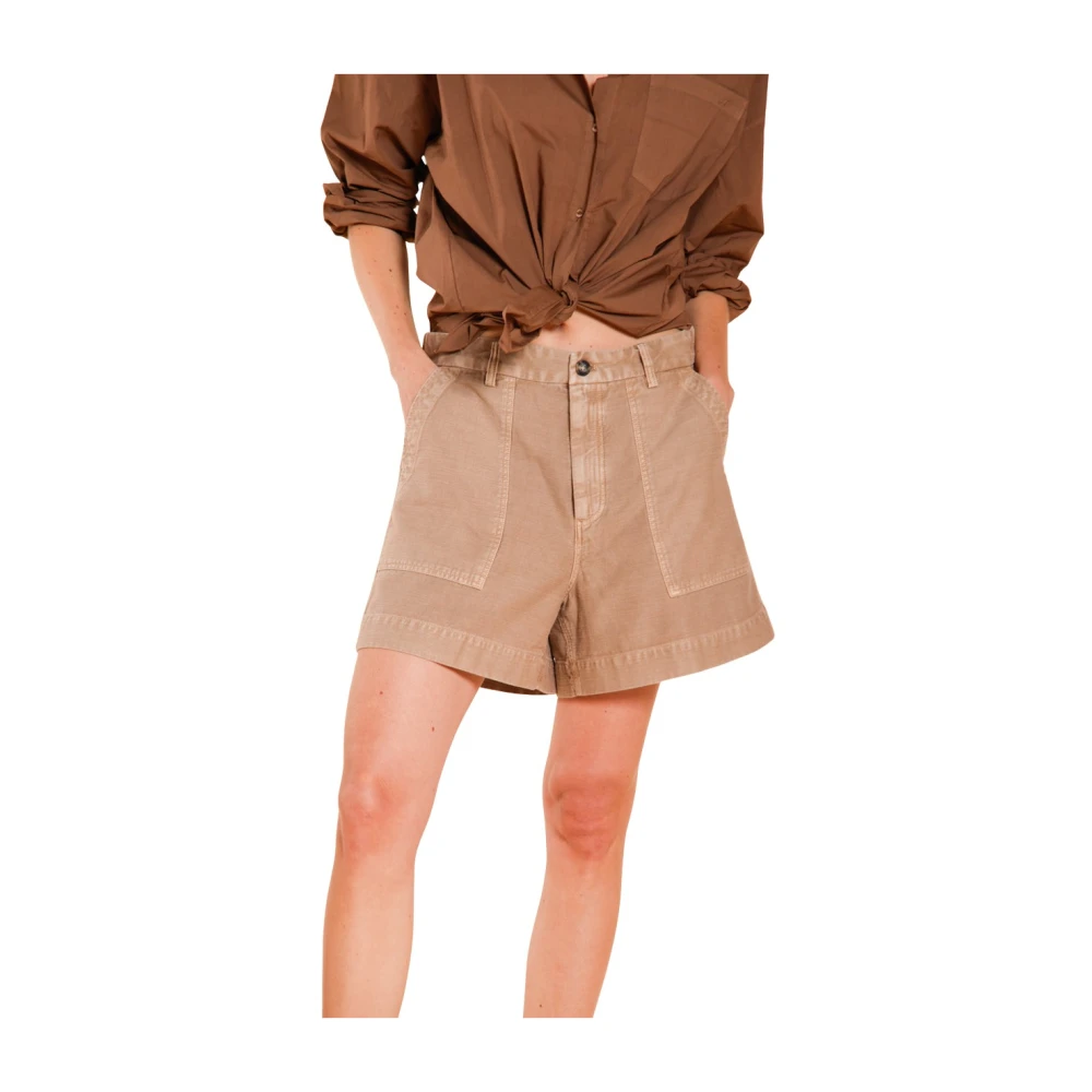 Mason's Vrouw Beige Korte Broeken Dames, L, Katoen, Dallas Cargo Bermuda