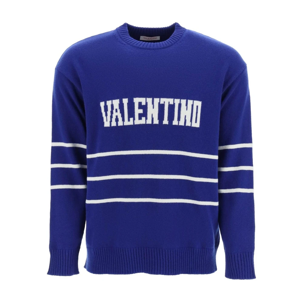 Valentino Gezellig Gebreide Trui Pullover Blue Heren