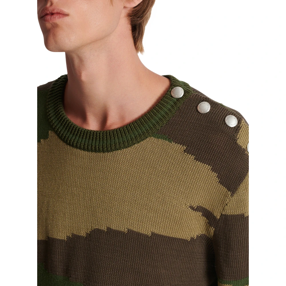Balmain Wollen camouflage trui Green Heren