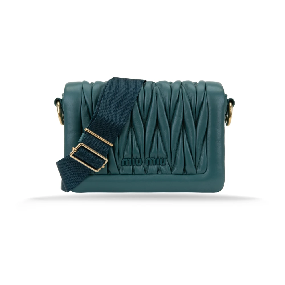 Miu Miu Women's Green Leather Shoulder Bag Magnetic Button