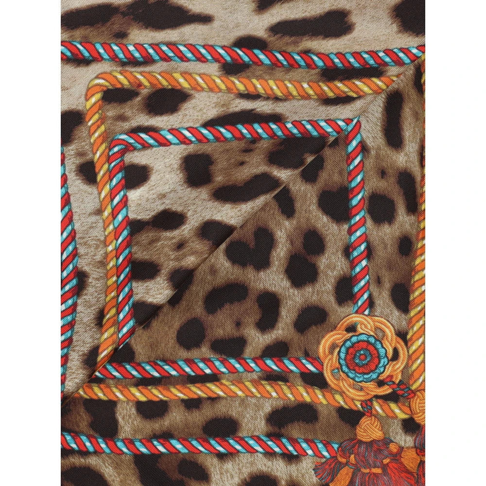 Dolce & Gabbana Zijden Sjaal met Luipaardprint Brown Dames