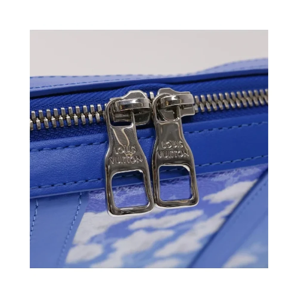 Louis Vuitton Vintage Tweedehands Blauwe Leren Schoudertas Blue Dames