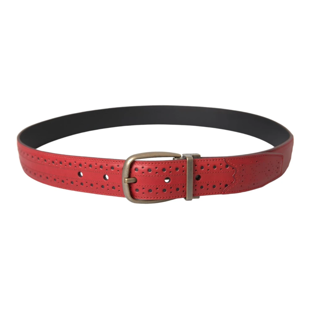Dolce & Gabbana Rode Geperforeerde Leren Riem Mannen Red Dames
