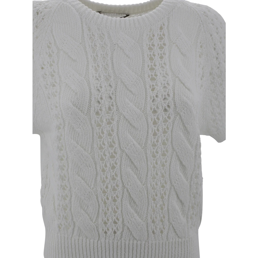 D.Exterior Witte Mesh Crew Neck Top White Dames