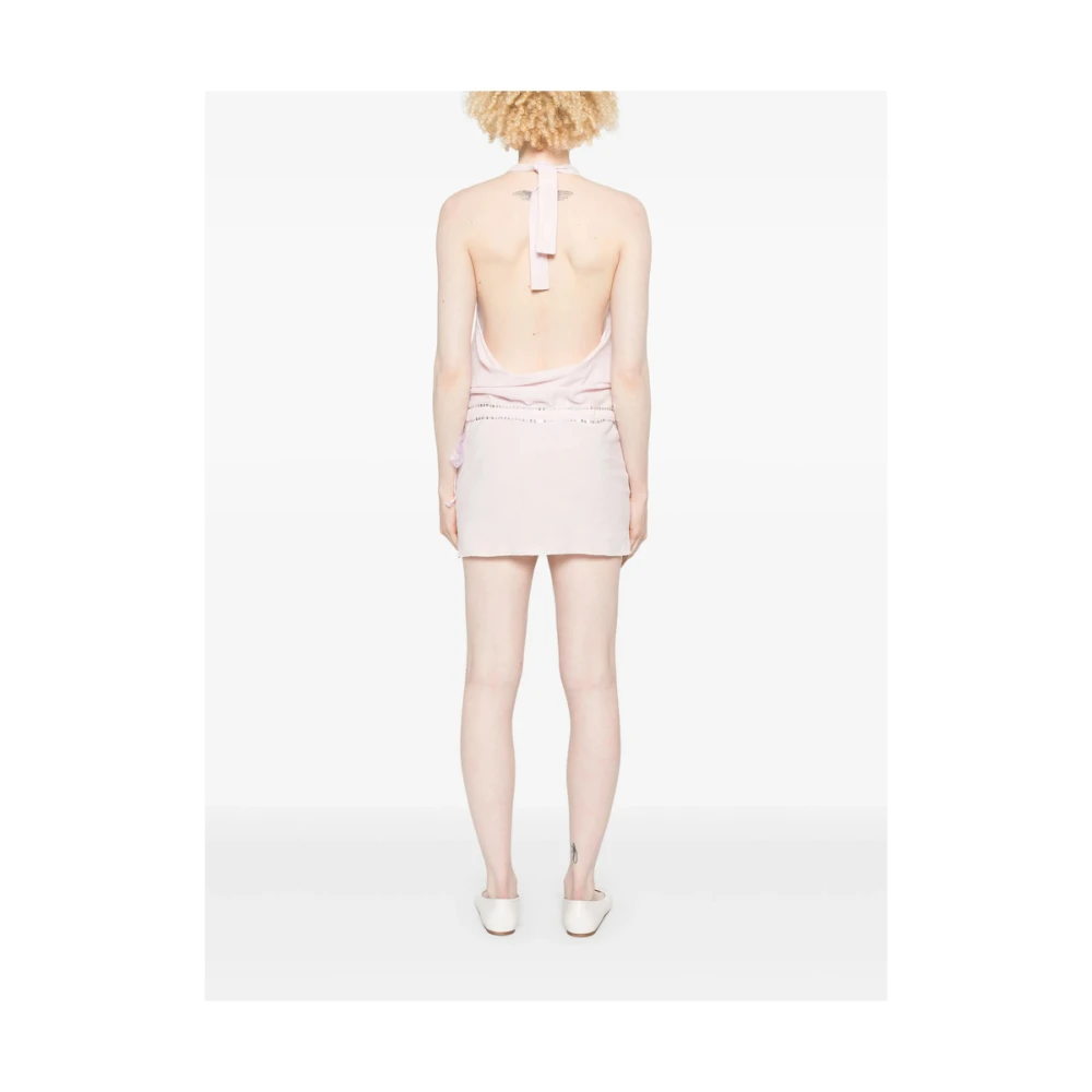 Gimaguas Roze Paillet Halternek Open Rug Jurk Pink Dames