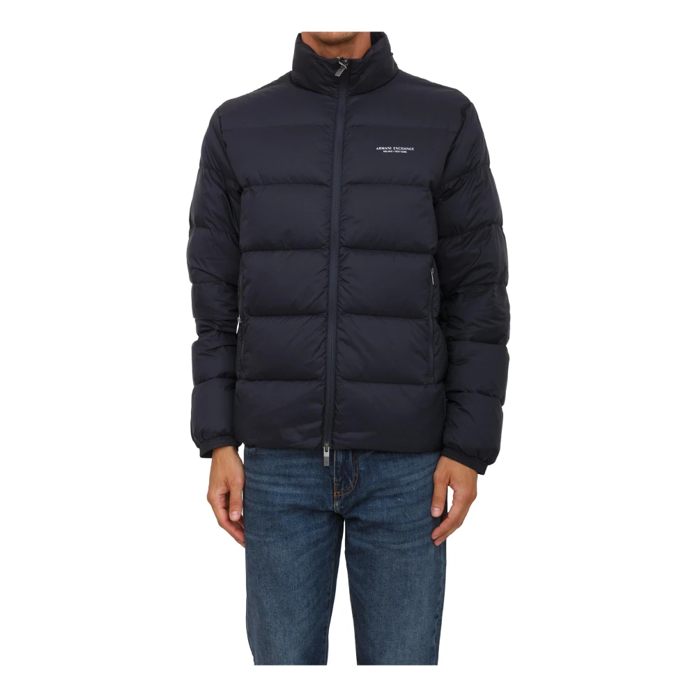 Armani Exchange Blue Winter Jackets, Male, 2XL, Down Jacket Stylish Design