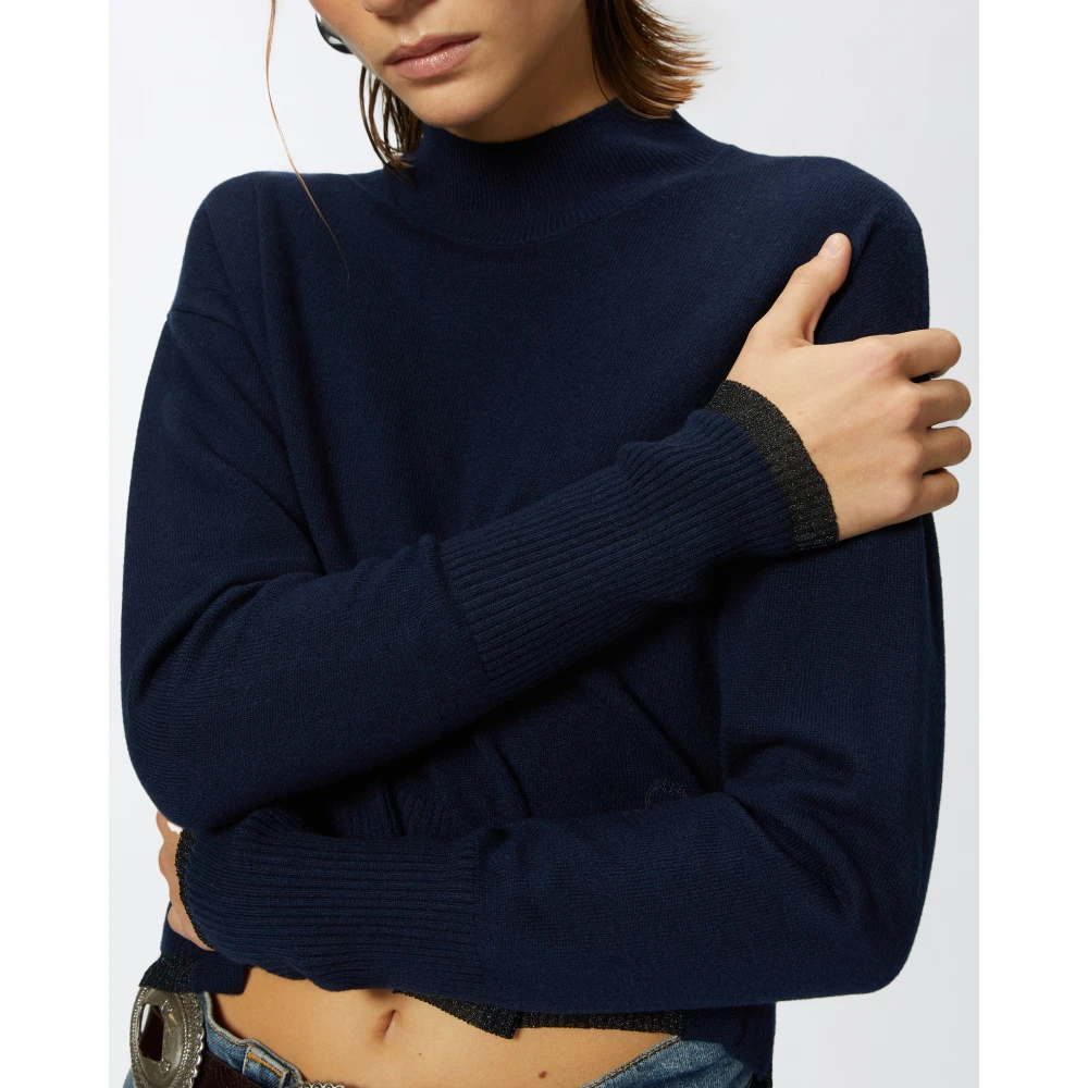 pinko Kasjmier Lurex Trui Blue Dames