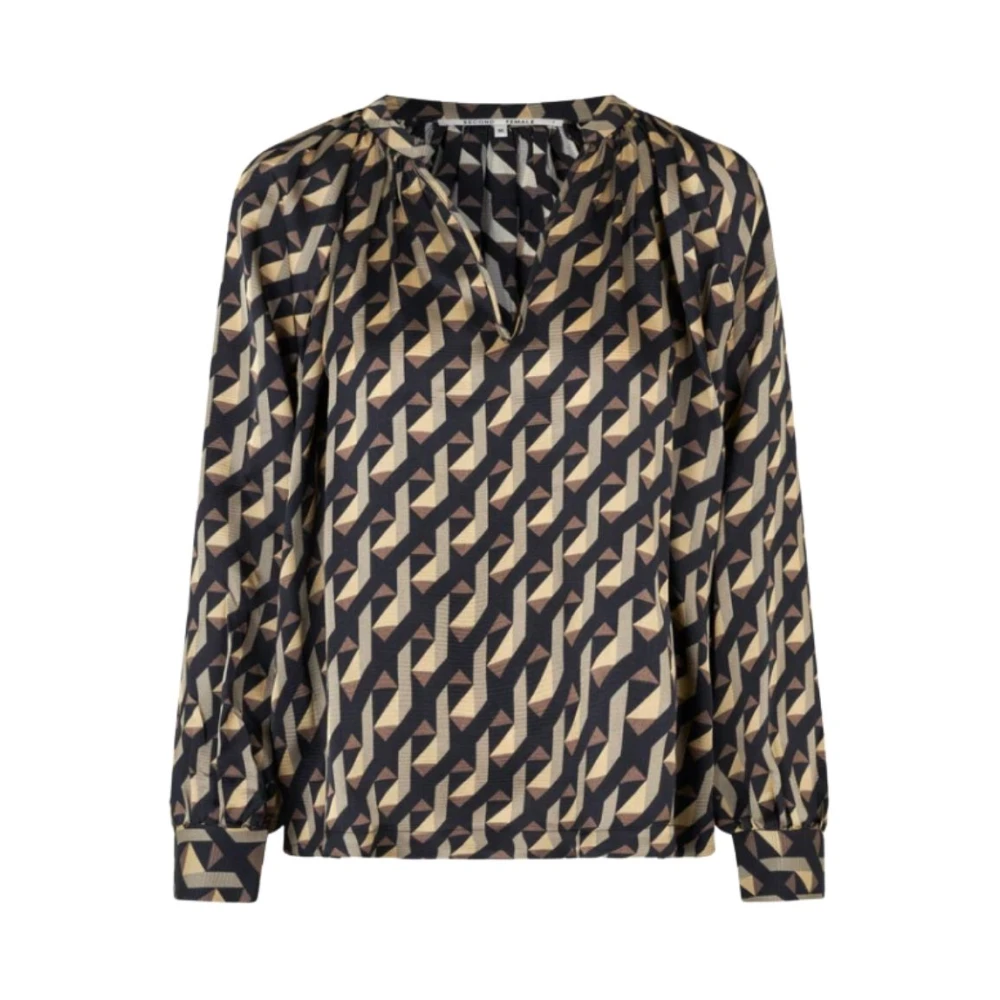 Second Female Gestippelde Blouse met Opstaande Kraag Second Dames Black Dames