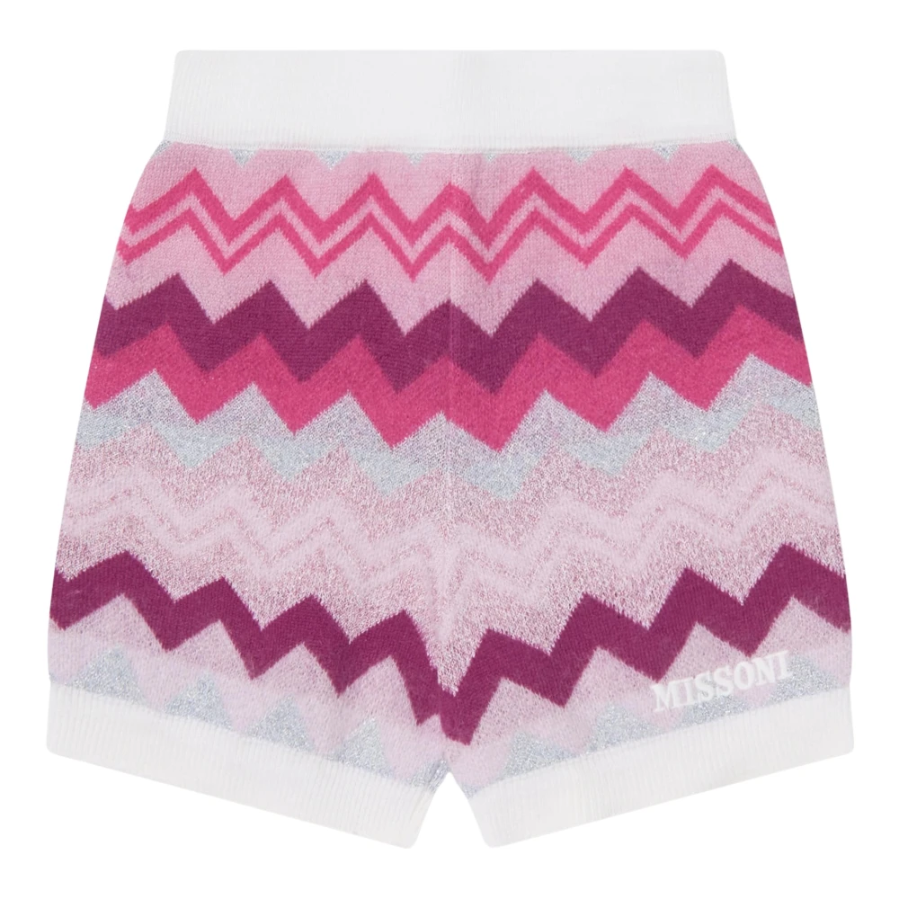 Missoni Girls Multicolor Shorts, 8 Y, Zigzag Knitted Shorts In Pink